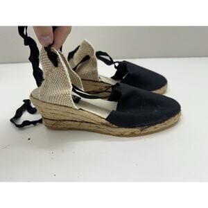 Boston Accent Womens Sandals Size 6 Espadrille Wedges Black Strappy Black Woven